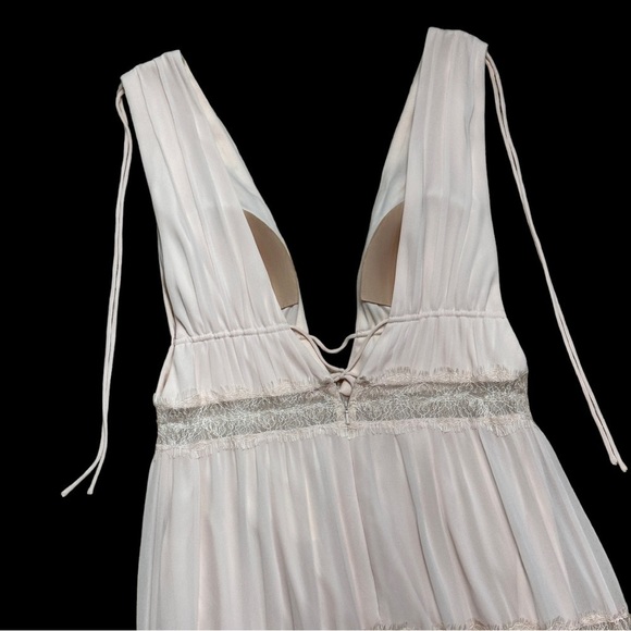 Watters Blush Inna Chiffon Deep V Bridesmaids Formal Dress US 12 - Picture 7 of 8